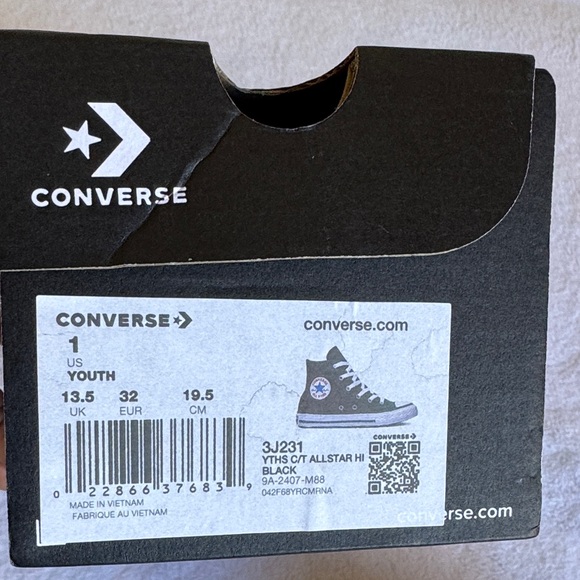 Converse Kids Black and White High-Top Sneakers - Picture 5 of 5